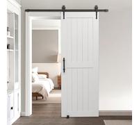 VEVOR Porta Scorrevole 762 x 2134 mm Pannello in MDF, Kit per Porta Scorrevole con Ferramenta Guida Telaio a H, Porta da Casa Divisorio Spazio per Soggiorno Bagno Camera da Letto, Bianco