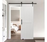 VEVOR Porta Scorrevole 762 x 2134 mm Pannello in MDF, Kit per Porta Scorrevole con Ferramenta Guida Telaio a H, Porta da Casa Divisorio Spazio per Soggiorno Bagno Camera da Letto, Bianco