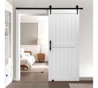 VEVOR Porta Scorrevole 914 x 2134 mm Pannello in MDF, Kit per Porta Scorrevole con Ferramenta Guida Telaio a H, Porta da Casa Divisorio Spazio per Soggiorno Bagno Camera da Letto, Bianco
