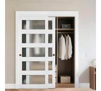 VEVOR Porta Scorrevole per Armadio, 1524 mm x 2032 mm, in Vetro Smerigliato a 5 Livelli con Kit Ferramenta, Lastra in Legno Massello e MDF con Superficie Impermeabile per Armadi Camere da Letto