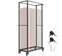 VEVOR Porta Sedie Pieghevole, Capacità 227 kg, Carrello per Sedie Resistente per 60 Sedie, Carrello Porta Sedie in Metallo con Ruote Girevoli e Ruote Bloccabili per Feste, Eventi, Hotel, Nero Opaco