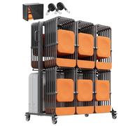 VEVOR Porta Sedie Pieghevole, Capacità 363 kg Carrello per Sedie Resistente, 84 Sedie/12 Tavoli + 42 Sedie, Carrello Porta Sedie a Doppio Strato, Ruote in Gomma e Supporti, Grande Supporto per Sedie