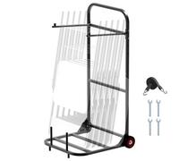 VEVOR Porta Sedie Pieghevole, Capacità 45 kg, Carrello per Sedie Resistente per Appendere 10 Sedie, Carrello Porta Sedie in Metallo Multifunzione con Ruote in Gomma, Supporto per Sedia a Spinta, Nero