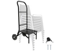 VEVOR Porta Sedie Pieghevole, Capacità di Carico 68 kg Carrello per Sedie Resistente per Impilare 10 Sedie, Carrello Porta Sedie in Metallo Multifunzione, Ruote in Gomma, Supporto per Sedia a Spinta