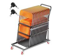 VEVOR Porta Sedie Pieghevole, Capacità di Carico 136 kg Carrello Porta Sedie a L per Posizionamento Verticale per 25 Sedie, Carrello Porta Sedie in Metallo Resistente con Ruote in Gomma, Nero Opaco