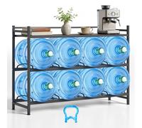VEVOR Portaboccioni 3 Livelli e 4 File per Acqua Potabile, Organizzatore Bottiglie da 11 e 19 Litri, per 8 Boccioni, con Ripiano Portaoggetti, Colore Nero, Design Angolato, per Ufficio Spazi Pubblici