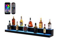 VEVOR Portabottiglie da Bar per Mostrare Vino Bottiglia Illuminato a LED Telecomando RF Controllo App, Scaffale Illuminazione per Bevande in Acrilico 2 Ripiani, Portabottiglie da Vino 121x20x15cm