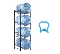 VEVOR Portabottiglie per Acqua a 4 Livelli, Portabottiglie per Acqua da 18,9 L, Portabottiglie a Singola Fila per 4 Bottiglie, Portabottiglie per Acqua Resistente per Cucina Ufficio Soggiorno Nero
