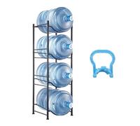 VEVOR Portabottiglie per Acqua a 4 Livelli, da 18,9 L, a Singola Fila per 4 Bottiglie, Resistente per Cucina Ufficio Soggiorno Nero