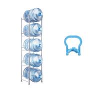 VEVOR Portabottiglie per Acqua a 5 Livelli, Portabottiglie per Acqua da 18,9 L, Portabottiglie a Singola Fila per 5 Bottiglie, Portabottiglie Acqua Resistente per Cucina, Ufficio, Soggiorno, Argento