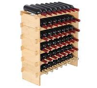 VEVOR Portabottiglie per Vino in Legno di Bambù Impilabile 6 Ripiani Capacità Max. 48 Bottiglie, Cantinetta Portabottiglie 6 Piani da Terra per Vino Materiale Legno Bambù Struttura Modulare Fai-da-te