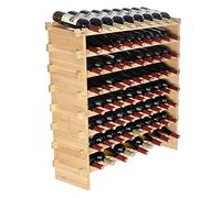 VEVOR Portabottiglie per Vino in Legno di Bambù Impilabile 8 Ripiani Capacità Max. 72 Bottiglie, Cantinetta Portabottiglie 8 Piani da Terra per Vino Materiale Legno Bambù Struttura Modulare Fai-da-te