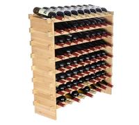 VEVOR Portabottiglie per Vino in Legno di Bambù Impilabile 8 Ripiani Capacità Max. 72 Bottiglie, Cantinetta Portabottiglie 8 Piani da Terra per Vino Materiale Legno Bambù Struttura Modulare Fai-da-te