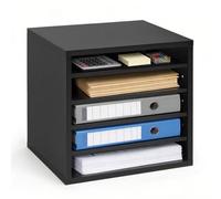 VEVOR Portadocumenti da Scrivania con 5 Scomparti Ripiani Regolabile, Vassoio Portalettere in Legno Portacarte per Ufficio Casa, Organizer per File Carte Portacarte da Scrivania 355 x 305 x 330 mm