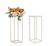 VEVOR Portafiori Cubico Colonna 2 Pezzi Matrimonio Vaso Fiori in Metallo Dorato Centrotavola per Matrimonio Altezza circa 80 cm, Espositore per Fiori per Eventi Nozze Decorazione di Feste Matrimonio