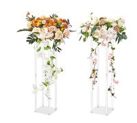 VEVOR Portafiori Cubico Colonna 2 Pz Matrimonio Vaso Fiori Materiale Trasparente Acrilico, Centrotavola per Matrimonio Altezza circa 80 cm, Espositore per Fiori per Eventi Nozze Decorazione di Feste