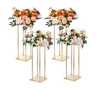 VEVOR Portafiori Cubico Colonna 4 Pezzi Matrimonio Vaso Fiori in Metallo Dorato Centrotavola per Matrimonio Altezza circa 80 cm, Espositore per Fiori per Eventi Nozze Decorazione di Feste Matrimonio
