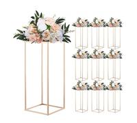 VEVOR Portafiori da Matrimonio 10 Pezzi da 60 cm, Portafiori a Colonna con Laminato Metallico, Espositore Floreale Rettangolare Dorato per Matrimoni, Feste, Compleanni, Casa, Centrotavola Dorati