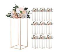 VEVOR Portafiori da Matrimonio 10 Pezzi da 60 cm, Portafiori a Colonna con Laminato Metallico, Espositore Floreale Rettangolare Dorato per Matrimoni, Feste, Compleanni, Casa, Centrotavola Dorati