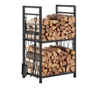 VEVOR Portalegna da Interno da 396 mm a 2 Livelli con Attrezzi per Camino, Spazzola, Pala, Attizzatoio, Pinze, Portalegna per Carichi Pesanti, Capacità di 181,4 kg, Impilatore per Catasta di Legna