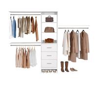 VEVOR Portaoggetti da Appendere a 3 Cassetti, Appendiabiti Regolabile in Legno, Organizzatore per Guardaroba con 3 Aste Appendiabiti Estensibili 575-1020 mm, Sistema per Cabina Armadio