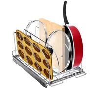 VEVOR Portaoggetti Scorrevole per Pentole da Cucina con Coperchio Espandibile 26,4 x 53,3 x 22,4 cm, Porta Pentole Estraibile Sottolavello Divisori Regolabili, Porta Pentole Utensili da Cucina 20 kg