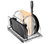 VEVOR Portaoggetti Scorrevole per Pentole da Cucina con Coperchio Espandibile 31,8 x 53,3 x 22,4 cm, Porta Pentole Estraibile Sottolavello Divisori Regolabili, Porta Pentole Utensili da Cucina 20 kg