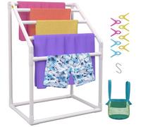 VEVOR Portasciugamani da Terra con 5 Barre, Portasciugamani da Bagno Soggiorno Balcone, Portasciugamani in PVC Portata 25 kg, Organizzatore Portasalviette 5 Piani per Piscina Bagno 94 x 60 x 127 cm