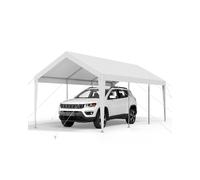 VEVOR Posto Auto Coperto Esterno, Riparo per Auto 3,05 x 6,09 x 2,87 m, Tettoia Potabile con Pareti Laterali e Porta Rimovibili, Resistente ai Raggi UV e all'Acqua, per Barca, Bianco