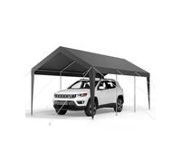 VEVOR Posto Auto Coperto Esterno, Riparo per Auto 3,05 x 6,09 x 2,87 m, Tettoia Potabile con Pareti Laterali e Porta Rimovibili, Resistente ai Raggi UV e all'Acqua, per Auto e Barca, Grigio
