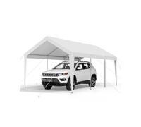 VEVOR Posto Auto Coperto Esterno, Riparo per Auto 3,05 x 6,09 x 2,87 m, Tettoia Potabile con Pareti Laterali e Porta Rimovibili, Resistente ai Raggi UV e all'Acqua, per Barca, Bianco