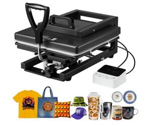VEVOR Pressa a Caldo 38 x 38 cm 8 in 1 Multifunzione, Termopressa di Riscaldamento, Macchina per Pressa a Caldo a Sublimazione per Magliette, Trasferimento Termico, Nero