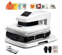 VEVOR Pressa a Caldo Automatica 38 x 38 cm per Magliette Colore Bianco, con Rilascio Automatico e Pressione Regolabile, Display Digitale, Riscaldamento Rapido e Uniforme, per Sublimazione di Vinile