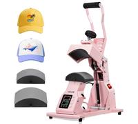 VEVOR Pressa a Caldo per Cappelli con 2 Piastre Intercambiabili, Macchina per Pressatura a Caldo per Cappelli con Controllo della Temperatura e del Tempo, per Cappellini, Fasce, Mascherine, Rosa