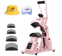 VEVOR Pressa a Caldo per Cappelli con 4 Piastre Intercambiabili, Macchina per Pressatura a Caldo per Cappelli con Controllo della Temperatura e del Tempo, per Cappellini, Fasce, Mascherine, Rosa