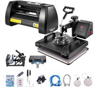 VEVOR Pressa di Calore, 220V CA Macchina da Taglio per Vinile da 14 Pollici con Software Signmaster, 38x30cm Pressa a Caldo 5 in 1 con Controller LED Digitale, Plotter da Taglio Professionale