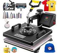 VEVOR Pressa di Calore 8 in 1 Pressa a Caldo 38x38 cm, Pressa a Trasferimento Termico 15x15 Pollici T-Shirt Pressa Macchina Sublimazione Mulitifuctional per Cappelli, Berretti, T-Shirt, Tazze, Piatti