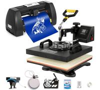 VEVOR Pressa di Calore, Taglierina per Vinile da 35,56 cm, 38 X 38 cm Pressa a Caldo 5 in 1 con LED Digitale, Plotter da Taglio Professionale con Schermo LCD per Il Trasferimento su T-shirt