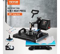 VEVOR Pressa di Calore Trasferimento Press Pressa per Cappellini T-Shirt Zona Stampa Heat Press Machine 5 in 1 Rotazione di 360°Digitale della Temperatura
