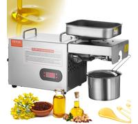 VEVOR Pressa per Olio Elettrica, Macchina per l'estrazione dell'Olio in Acciaio Inox 850W, Temperatura Regolabile 0-300 ℃, Pannello per Olio a Pressa a Caldo per Spremere Arachidi, Semi di Sesamo