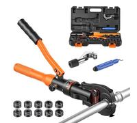 VEVOR Pressatrice Idraulica Manuale per Tubi 10 Ganasce M12-M28 e V12-V28, Pinza Crimpatrice per Tubi in Acciaio Inox e Rame, Testa Girevole, Ganasce M12 M15 M18 M22 M28 V12 V15 V18 V22 V28, Valigetta