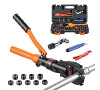 VEVOR Pressatrice Idraulica Manuale per Tubi con 9 Ganasce TH16-TH32 e V12-V28, Pinza Crimpatrice per Tubi PEX, Multistrato, Acciaio Inox e Rame, M12 M15 M18 M22 M28 V12 V15 V18 V22 V28, con Valigetta