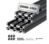 VEVOR Profili in Alluminio Estrusione 2000 mm, Profilato in Alluminio Anodizzato 2020 6 pezzi con Scanalatura a T Normativa Europea, Profilo Estruso 2020 per Stampante 3D Macchina CNC Fai da te