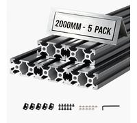 VEVOR Profili in Alluminio Estrusione 2040, Profilato in Alluminio Anodizzato 2040 5 pezzi con Scanalatura a V Normativa Europea, Profilo Estruso 2000 mm per Stampante 3D Macchina CNC Fai da te