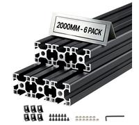 VEVOR Profili in Alluminio Estrusione, Profilato in Alluminio Anodizzato 3030 6 pezzi con Scanalatura a T Normativa Europea, Profilo Estruso 3030 per Stampante 3D Macchina CNC Fai da te