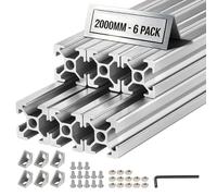 VEVOR Profili in Alluminio, Set Profili in Alluminio Anodizzato 2020 6 pezzi con Scanalatura a T Standard UE, Guida Lineare ad Estruso per Stampante 3D Macchina Incisione CNC Banchi da Lavoro