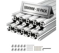 VEVOR Profili Lineari in Alluminio 2020, Set di Profili in Alluminio Anodizzato 2020 10 pezzi con Scanalatura a T Standard Europeo, Guide Lineari Estruso Binario per Parti Stampante 3D Incisione