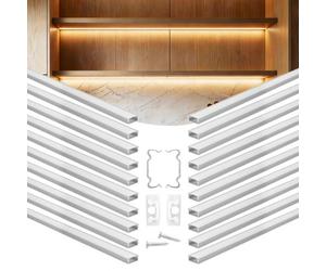 VEVOR Profilo per Strisce LED in Alluminio Sottopensile a Forma di U Lunghezza 2 m, Set di Profili per Strisce LED 20 pezzi per Illuminazione Sottopensile da Cucina, Canali Protezione Luci