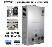 VEVOR Propano GPL Scaldabagno A Gas In Acciaio Inox Senza Serbatoio Gas Propano GPL Caldaia Elettrodomestico 6L-18L Scaldabagno 6L 12KW