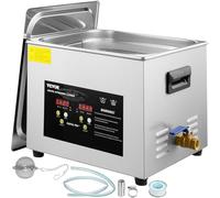 VEVOR Pulitore a Ultrasuoni Aggiornato 15 L Riscaldatore 600 W Ultrasuoni 360 W Pulitore per Parti a Ultrasuoni da Laboratorio Digitale con Temporizzatore per Pulizia di Strumenti Dentali in Vetro